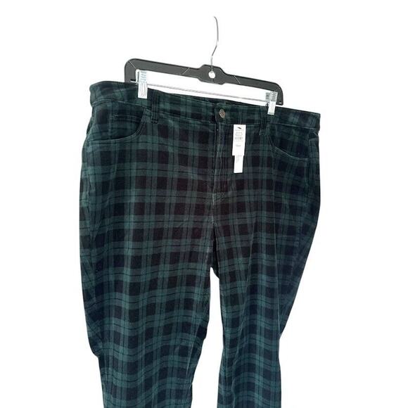 NYDJ Velveteen Green Plaid Lift Tuck Technology Stretch Straight Pants Size 18WP - Picture 3 of 11